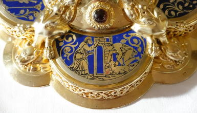 Ornate French antique solid silver gilt Gothic Chapel Set